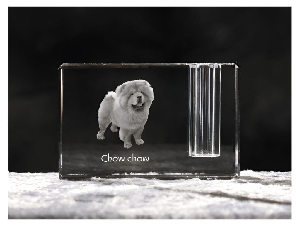 Chow Chow - Stifthalter, Kristallorganizer mit Hundefoto, einzigartige Schreibtischdekoration der Marke Art-Dog