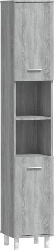 vidaXL Mobile da bagno Grigio Sonoma 30x30x179 cm Materiale a base di legno