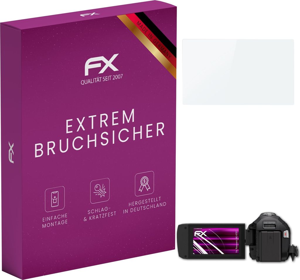 atFoliX FX-Hybrid-Glass Displayfolie kompatibel mit Panasonic HC-V757 Glasfolie