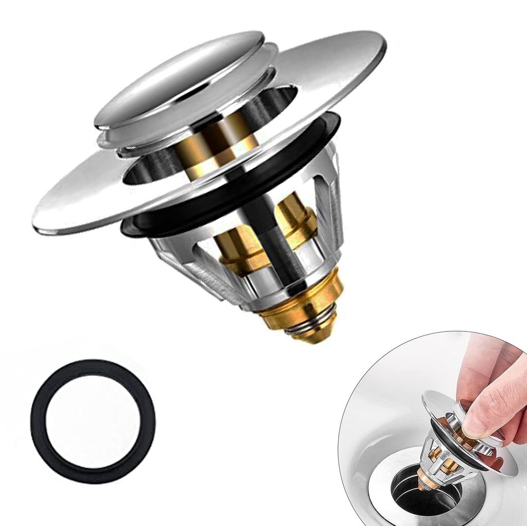 Pop-up-Abflussstopfen mit Anti-Verstopfungs-Sieb, universelles Abflusssieb für Spülbecken, Verschlusskappe, Abflussgarnitur für Küchenspülen, ...