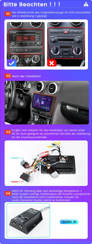 Autoradio Android 13 Audi A3 8P S3 RS3 2003-2012 Wireless CarPlay DAB+ - 2