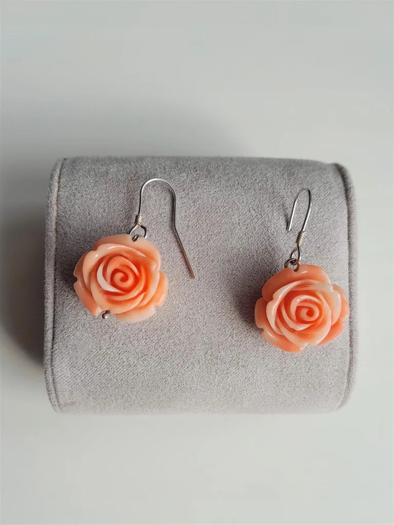 Pendants d'oreilles en argent laqué orange et rose pour femme chic 925