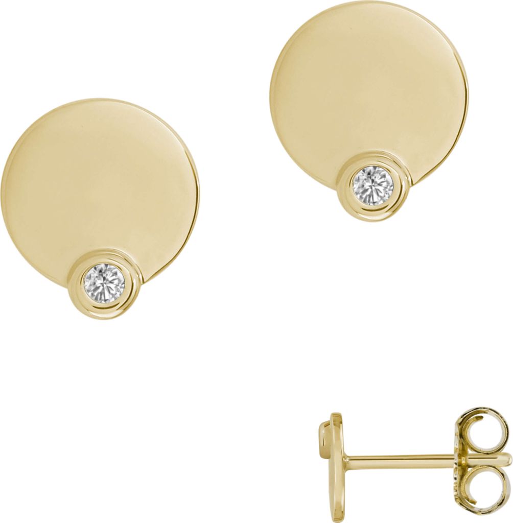 Ohrringe Ohrstecker 925 Sterling Silber vergoldet Kreis mit Zirkonia