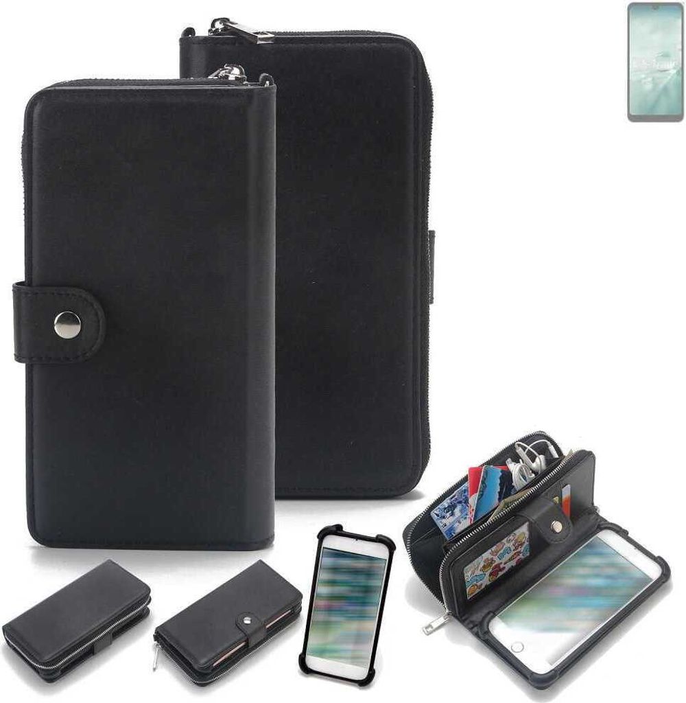 K-S-Trade 2in1 Handyhülle Schutzhülle kompatibel mit Sharp Aquos Wish4 & Portemonnee Cover Handy Hülle Case Etui Geldbörse Wallet Bookstyle