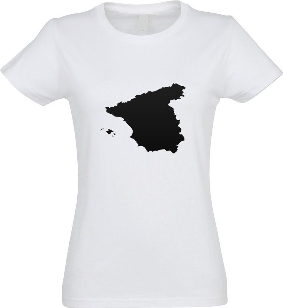 Kiwistar - T-Shirt tailliert - Damen - Weiss - Spanien Umriss Kontur - mit Motiv Bedruckt - Funshirt Design - Sport - Freizeit - Damen - XL