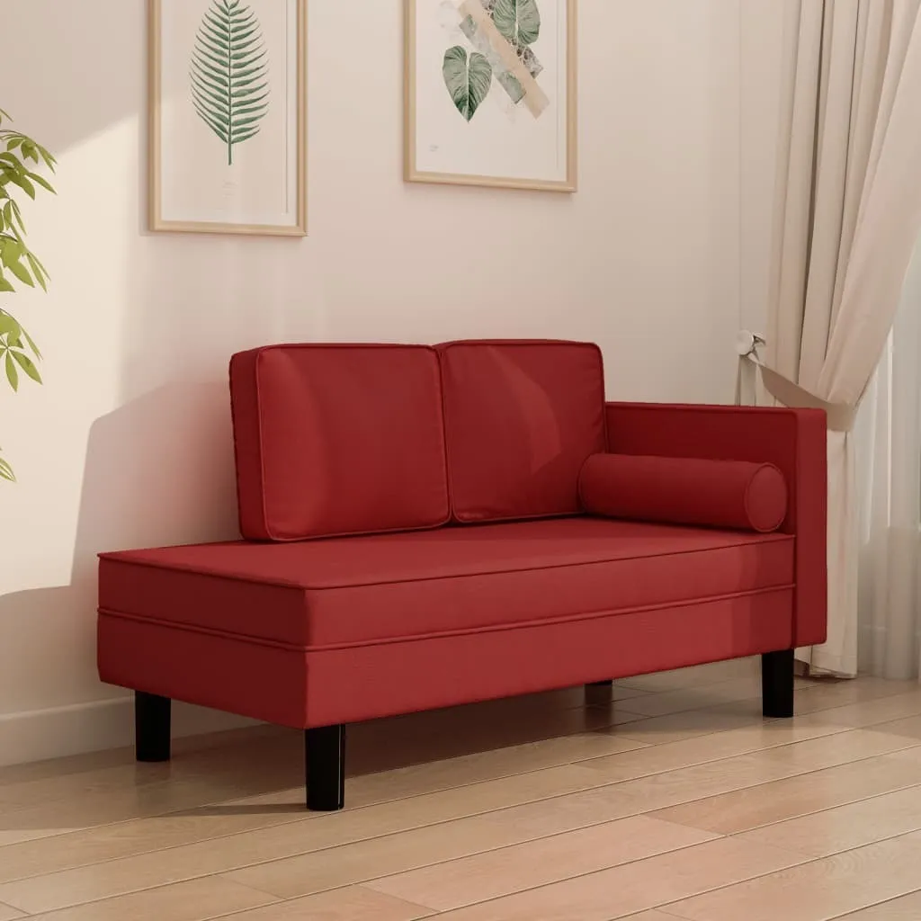 vidaXL Chaise longue similicuir rouge vin avec coussin design