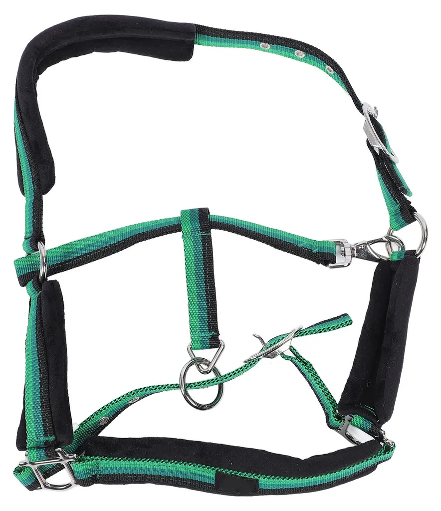 Licol pour cheval en nylon réglable et résistant avec mousquetons - Taille M