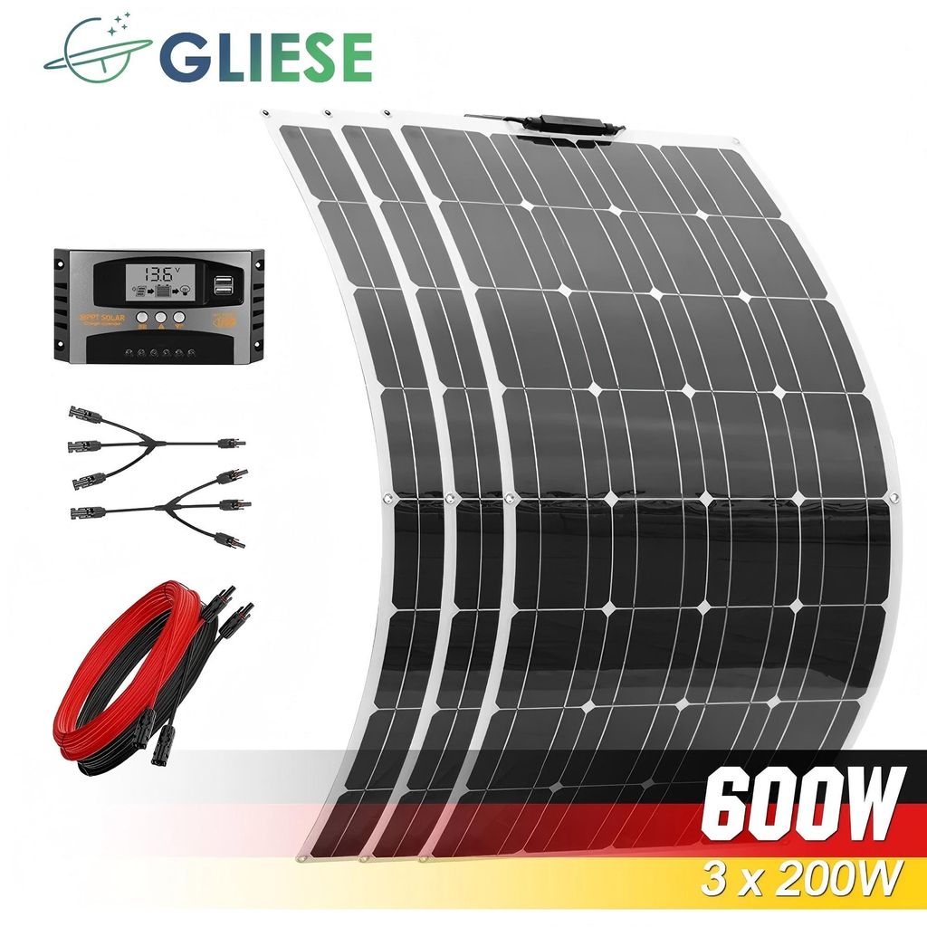 600W Flexibel Solarmodul Solarpanel Mono für Camper Wohnmobil Balkonkraftwerk