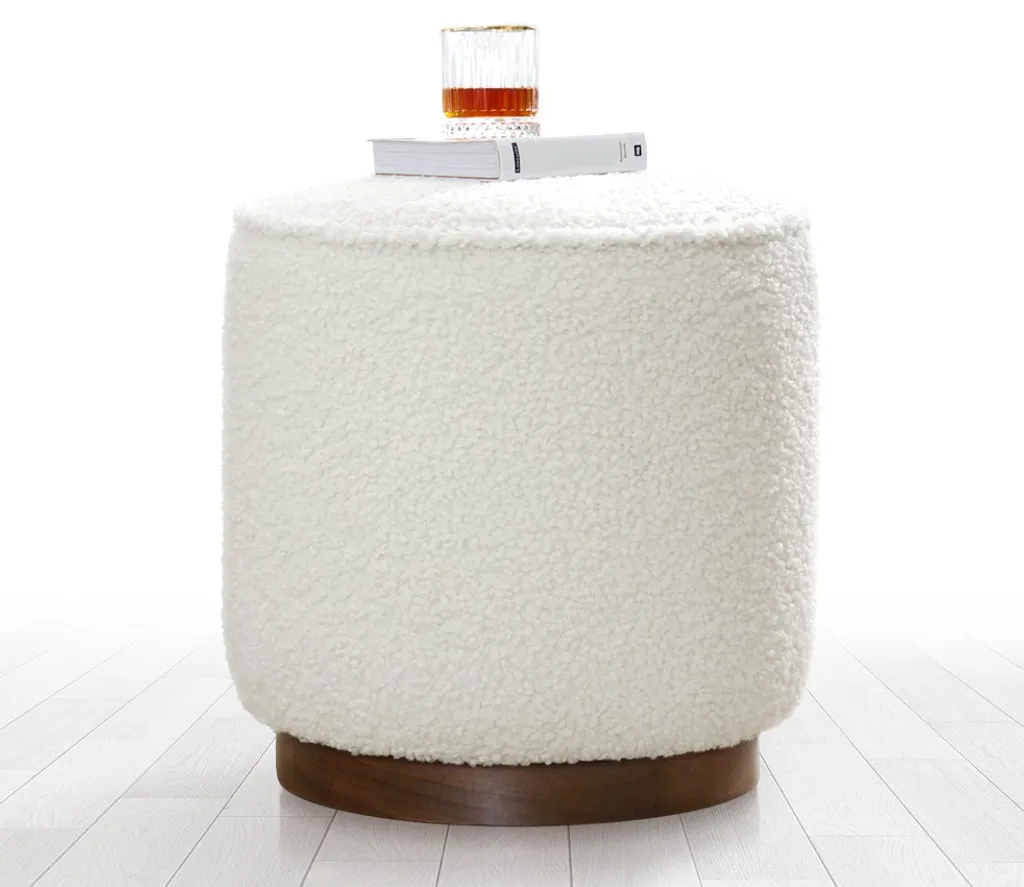 Pouf Blanc Gain de Place Hellin FLF1307 pour Petit Salon et Studio