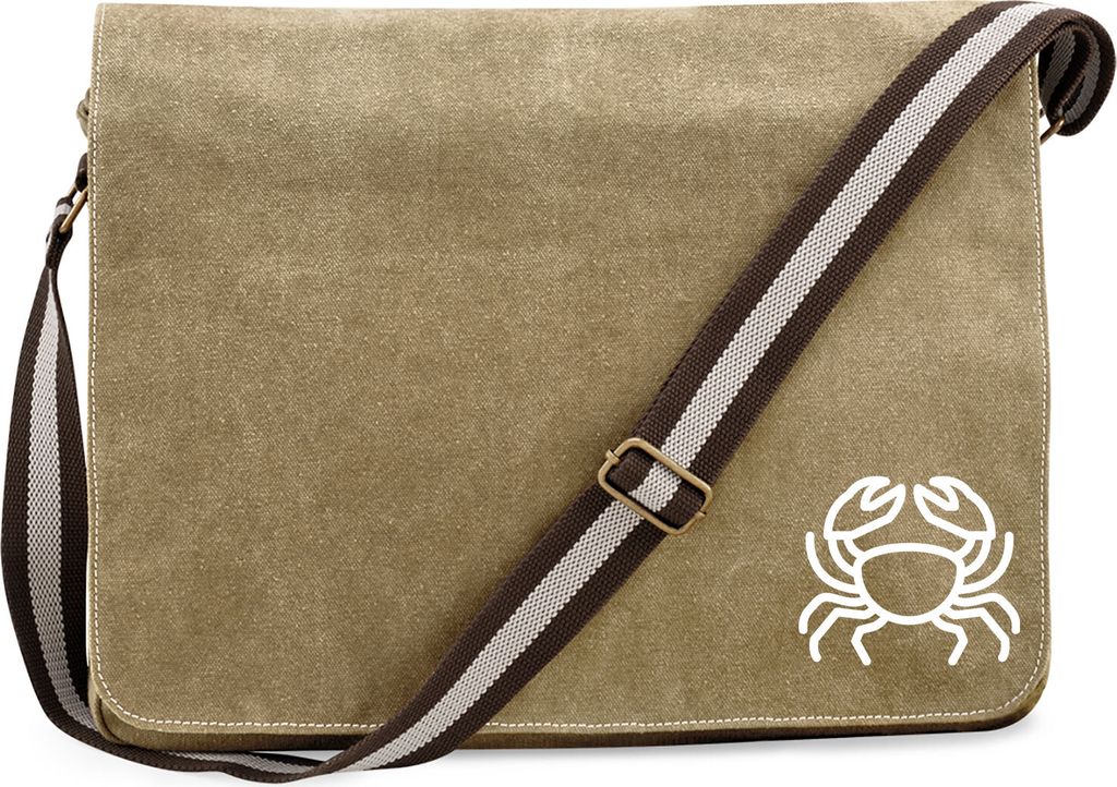 Huuraa Umhängetasche Krebs Sternzeichen Symbol 14 Liter Sahara Canvas Laptoptasche Geschenkidee