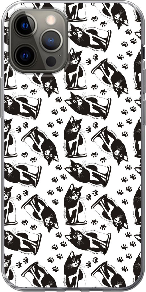 MuchoWow Handyhülle Schutzhülle Hülle für Telefoonhoesje iPhone 13 Pro Muster - Katze - Schwarz - Weiß - Jungen - Mädchen - Kinder - Kind S...