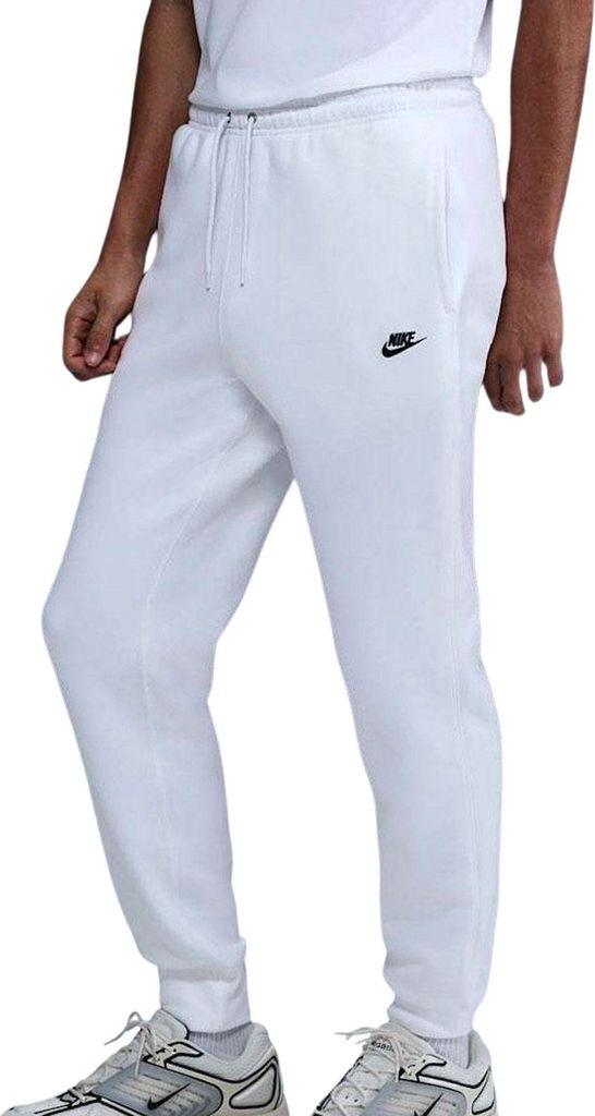 Nike Club Herren Jogginghose aus weichem Fleece mit Kordelzug und Seitentaschen Weiß