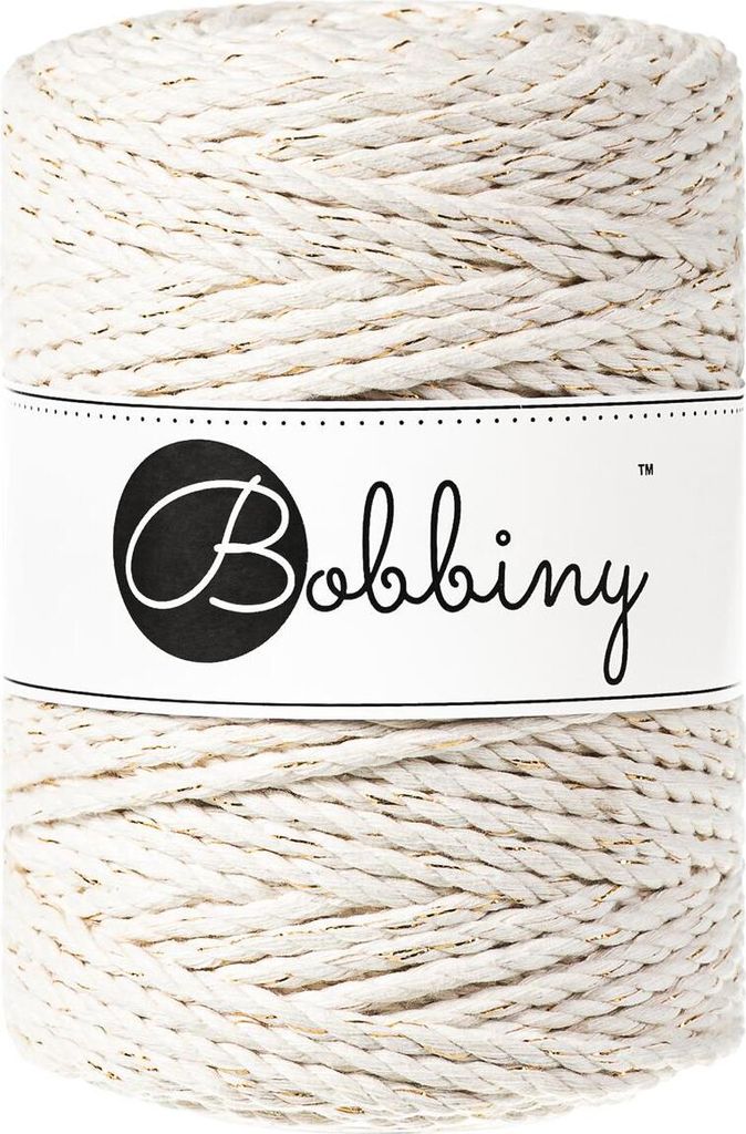 Bobbiny 3PLY Macramé Rope 5 mm 100 m Golden Natural Sznurek Zdjęcie produktu 