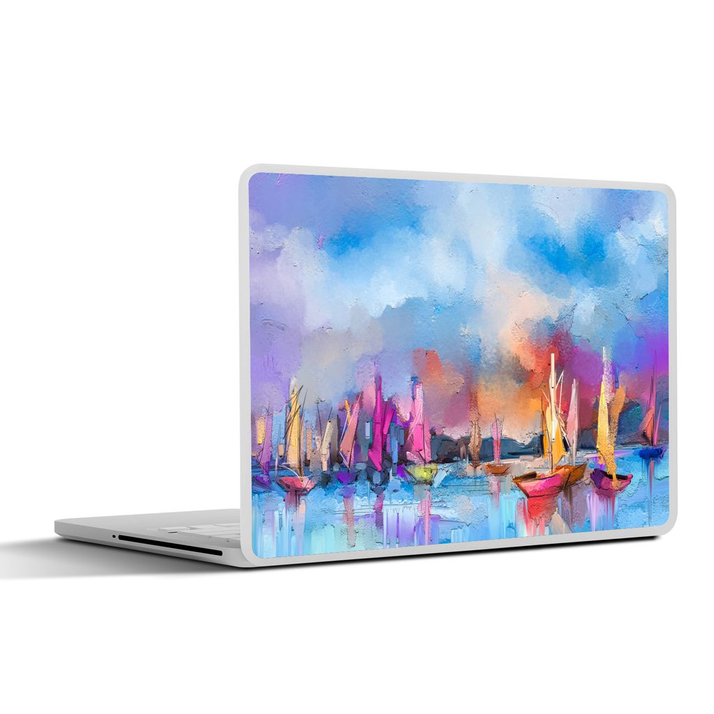 MuchoWow Laptop Aufkleber Sticker Cover Malerei - Boote - Wasser 36.5x27.5 cm - Laptop-Sticker