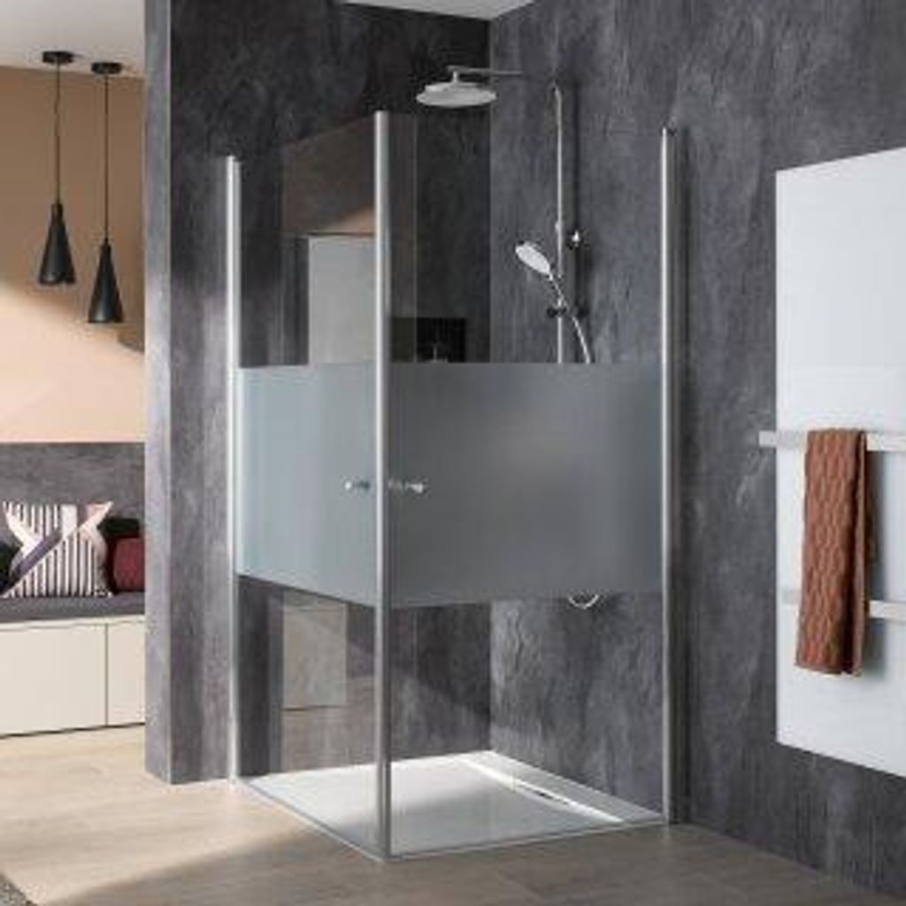HSK 4820019-68-126 Exklusiv 2.0 Eckeinstieg Pendelbar 2-teilig 1000x1000x2000mm Schwarz-Matt 126 TwinSeal + Mattglas