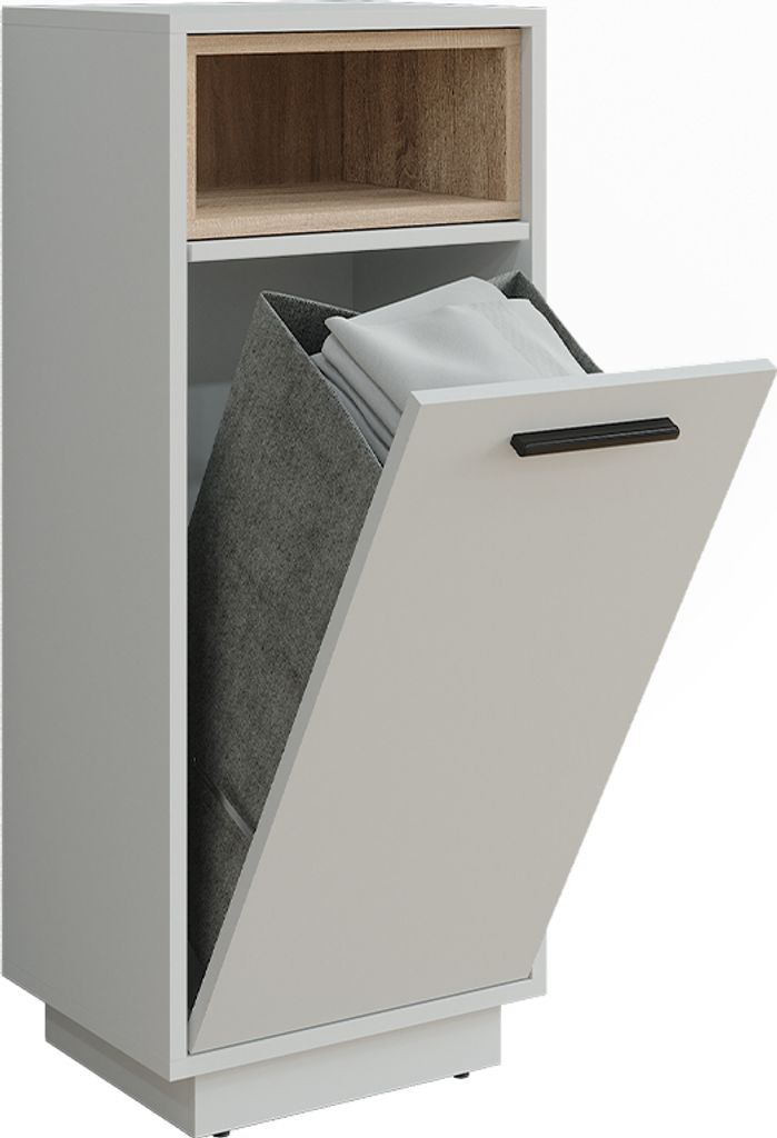 Wäscheschrank Vicco Beatrice Weiß/Sonoma 38 x 93 cm mit herausnehmbarer Innentasche, Model 54898