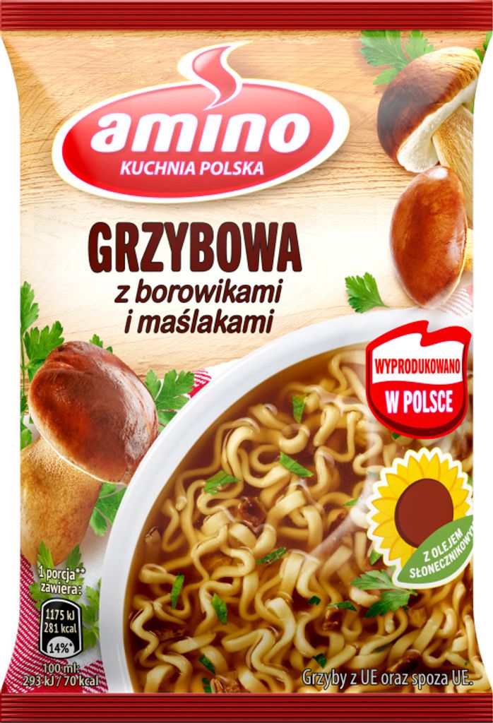Amino Zupa Błyskawiczna Grzybowa Z Borowikami I Maślakami Zdjęcie produktu 