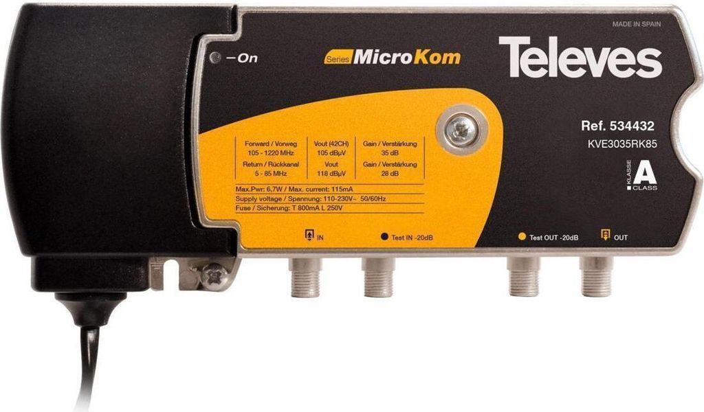 Televes BK-Verstärker KVE3035RK85 30/35dB m.RK 5-85MHz 28dB