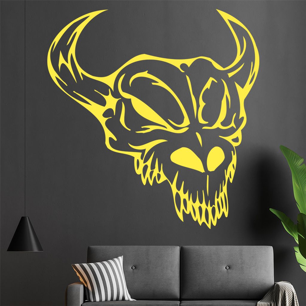 Western Schädel Wandtattoo in 6 Größen - Wandaufkleber Wall Sticker - Dekoration, Küche, Wohnzimmer, Schlafzimmer, Badezimmer