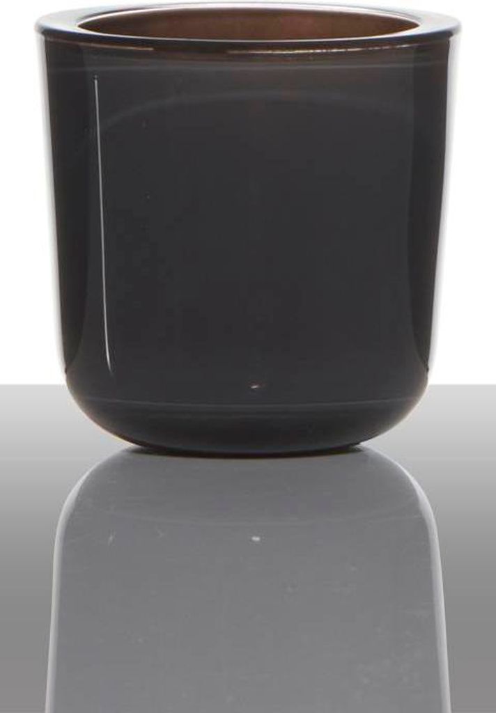 INNA-Glas Teelichtglas Nick, Zylinder - Rund, dunkelgrau, 7,5cm, Ø 7,5cm - Teelichthalter - Kerzenhalter