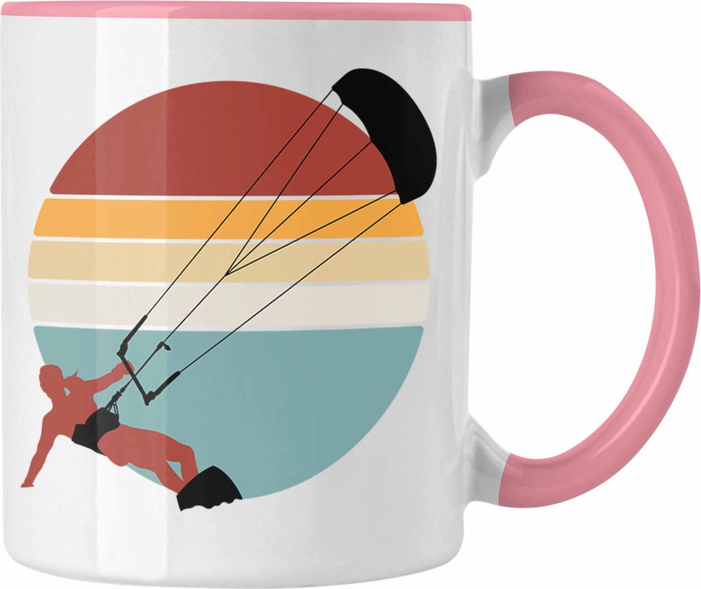 Trendation - Kite Surfen Tasse Geschenk Retro Kitesurfer Geschenkidee Kitesurfing Gadget Männer (Rosa)