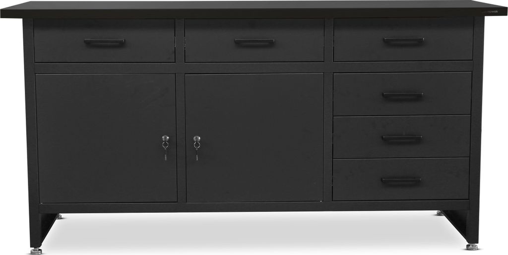 Werkbank HENRY, 1700 x 850 x 600 mm, Ganz schwarz: schwarz Produktbild 