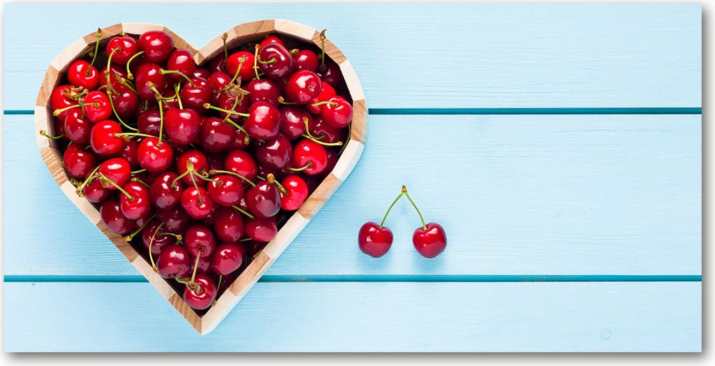 Tulup Leinwandbild -100x50 cm - Wandkunst - Drucke auf Leinwand - Leinwanddruck - Essen & Getränke - Rot - Kirsche Herz