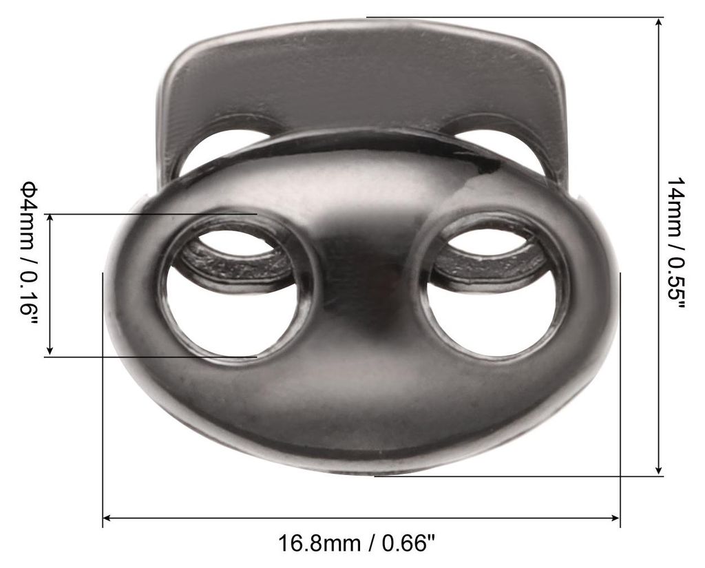 0,7x0,5" Kordelstopper, 10er Pack Doppeltes Loch Feder-Ende Knebelverschluss fš¹r Kordelzugtaschen Schnš¹rsenkel, Schwarz