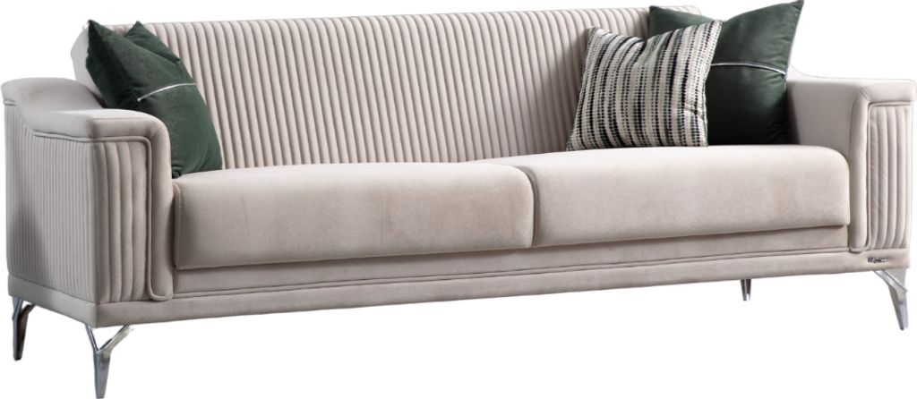 Villa Möbel Sofa Versus Farbe: Creme Stellvariante:3-Sitzer Hand Made Qualtiy, Schlaffunktion durch aufklappbare Sitzfläche