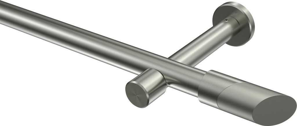 Interdeco Gardinenstange / Vorhangstange Edelstahl-Optik, Typ Prestige Verano (Schräge Bicolor) ohne Ringe, 20 mm Ø 1-läufig, 120 cm