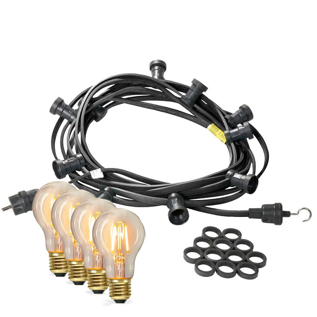 Illu-/Partylichterkette 10m - Außenlichterkette schwarz - Germany - 20x Edison LED Filament