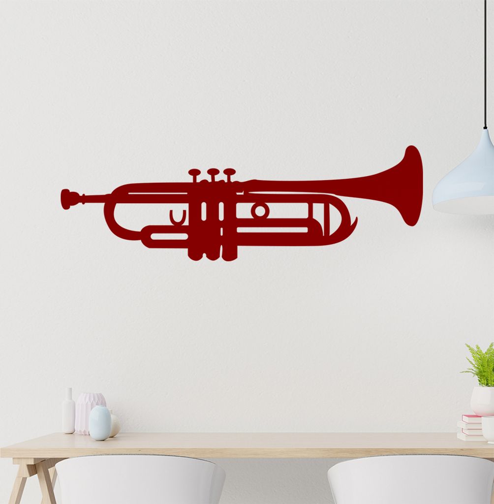 Trompete Wandtattoo in 6 Größen - Wandaufkleber Wall Sticker - Dekoration, Küche, Wohnzimmer, Schlafzimmer, Badezimmer