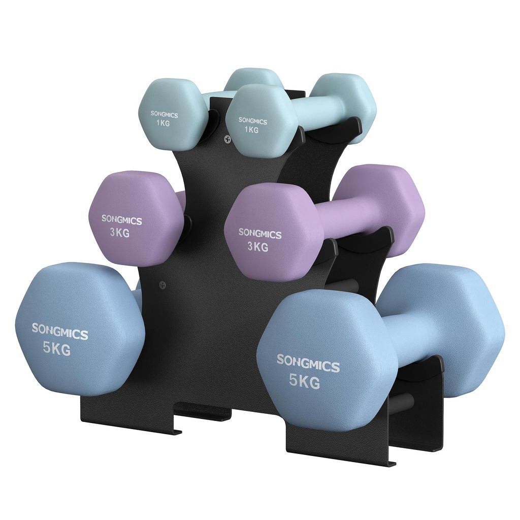 SONGMICS Kurzhantel Set, Hexagon, mit Hantelständer, 2 x 1 Produktbild 