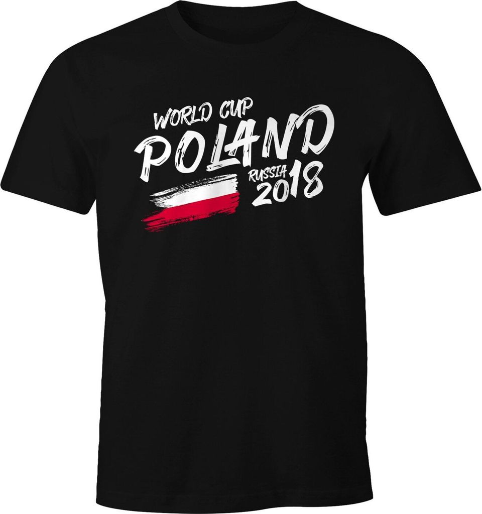 Herren Fan-Shirt Polen Poland Polska WM 2018 Fußball Weltmeisterschaft Trikot Moonworks schwarz 4XL