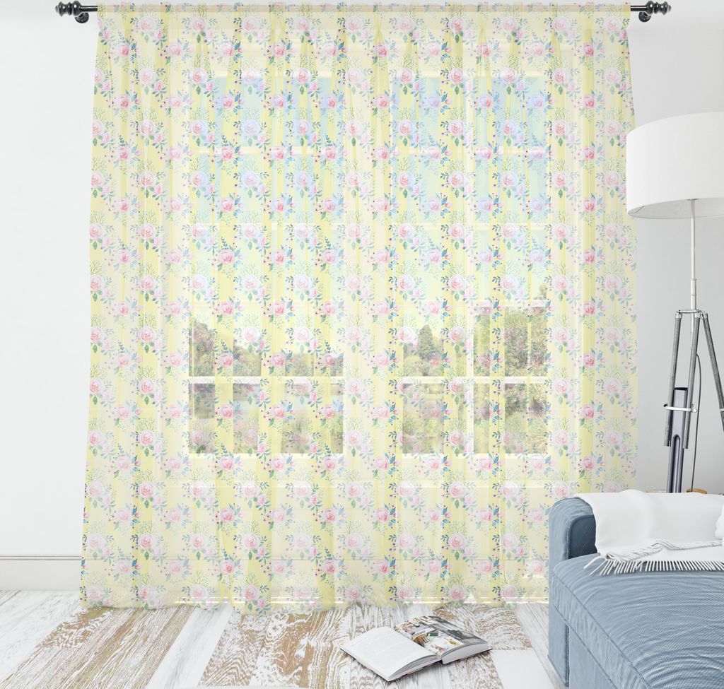 ABAKUHAUS Aquarell Wandteppich, Frühlings-Thema Hübsche Hand gezeichnete Blumen, Wohnzimmer Schlafzimmer seidiges Satin Wandtuch, 160 cm x 274 cm...