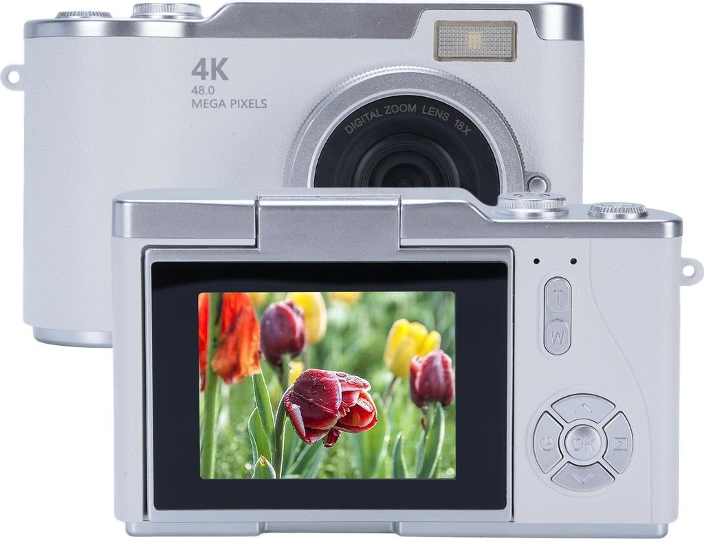 Digitalkamera 1080P 48 MP 2,4 Zoll HD-Display 8-facher elektronischer Zoom Videokamera Weiß