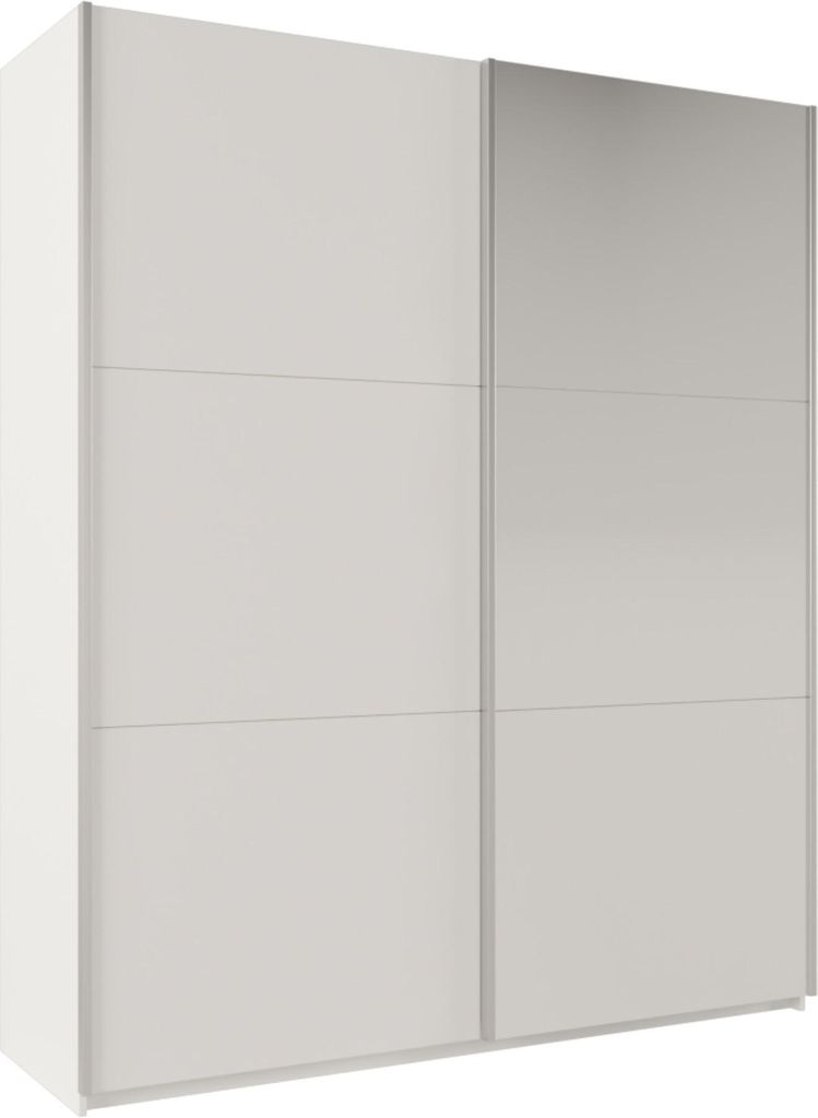 Masseno Schiebetürenschrank ORIANNA 200/244/65 cm 2-türig mit Spiegel Weiß