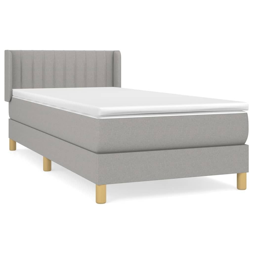 Möbel Boxspringbett Einzelbett - Gästezimmer - mit Matratze Hellgrau 80x200 cm Stoff - Polsterbett Klassische Betten CLORIS5534140