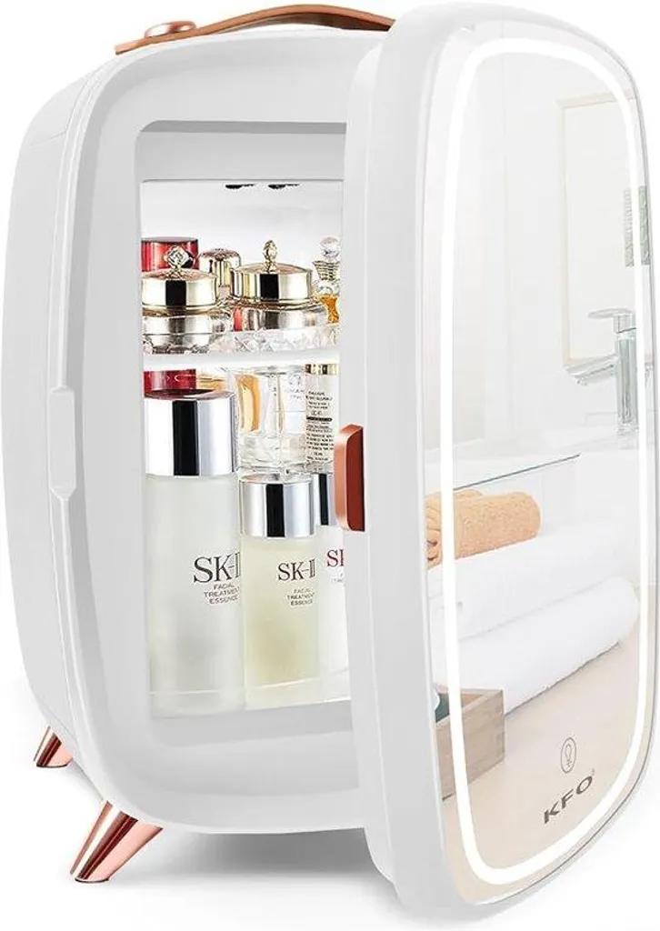 Mini réfrigérateur maquillage 6L miroir LED - Frigo beauté blanc 9V