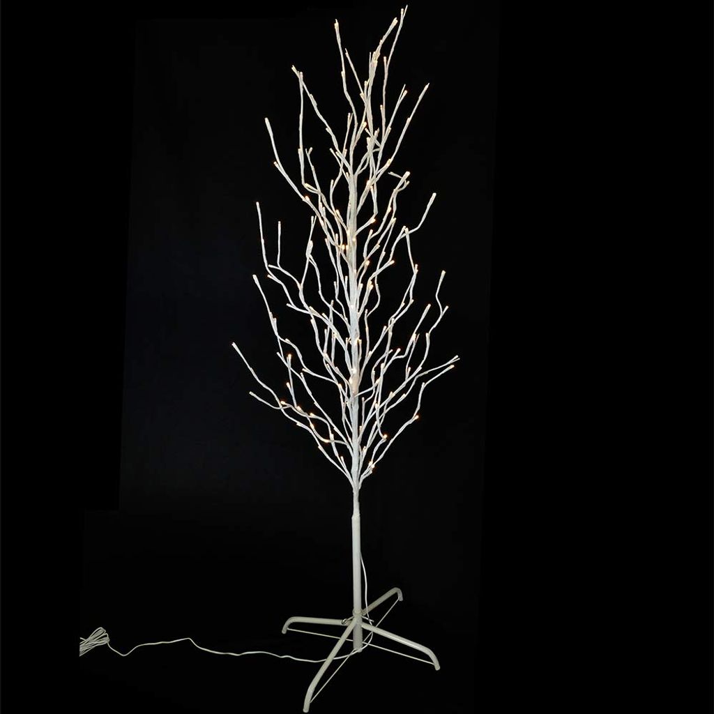 Festliche LED-Lichterbaum Birke 160 cm mit 200 warmweißen LEDs für innen und außen