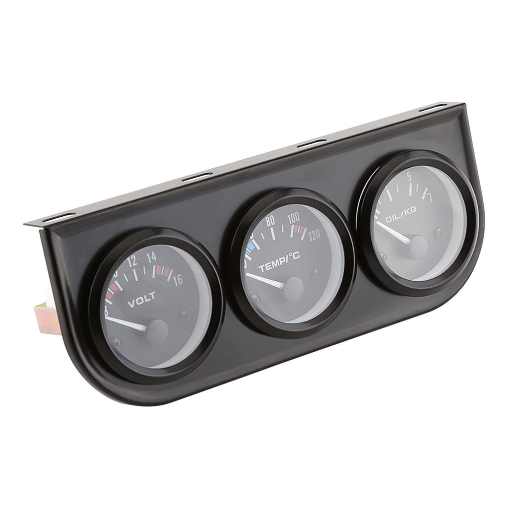 52mm Triple Gauges 3 in 1 Voltmeter Water Temp Gauge Oil Pressure Meter w Sensor For Car Truck