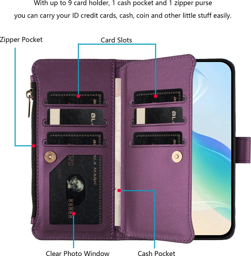 Cover Antiurto Sony Xperia 10 VI Viola | Portafoglio con Zip - 3