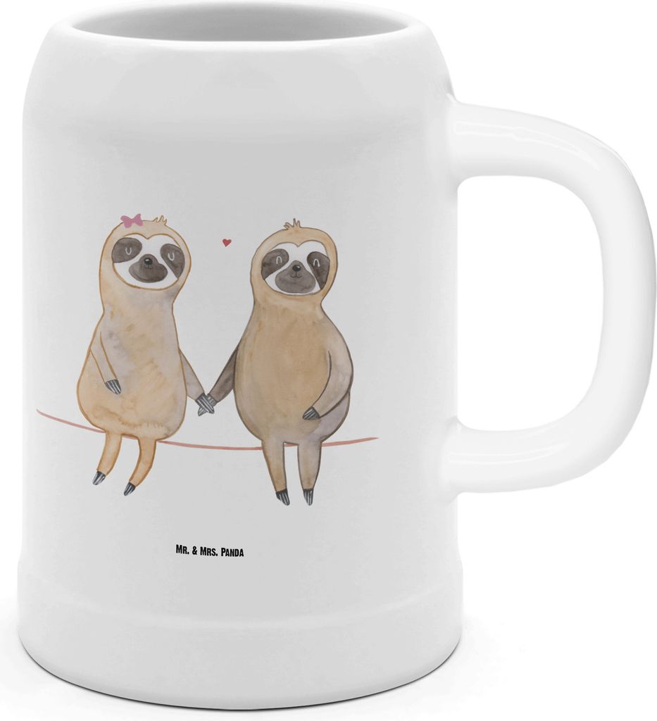 Mr. & Mrs. Panda Krug Faultier Pärchen - Weiß - Geschenk, Verliebt, Seidel, Bierhumpen, Steinkrug, Liebe, faul, Humpen, Deko, Tonkrug