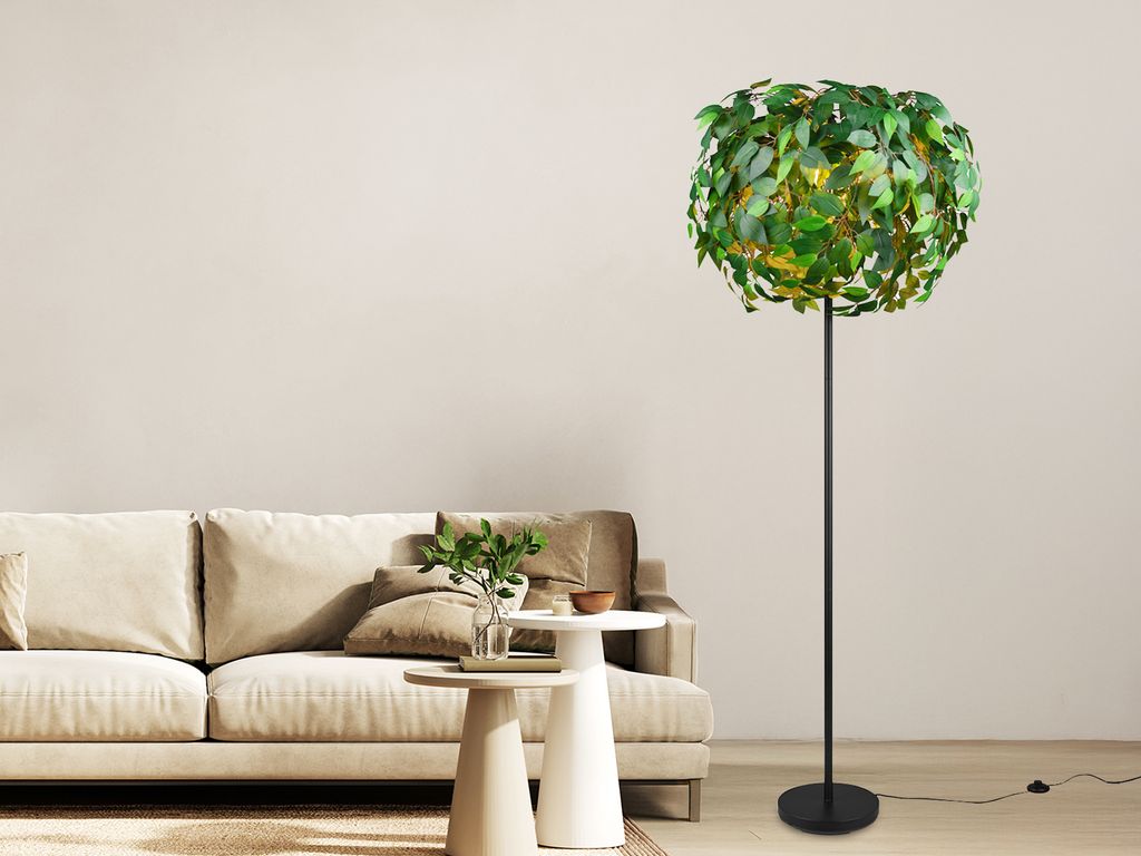 Große ausgefallene moderne LED Stehlampe Wohnzimmer Ecke Blättern Grün, H: 180cm
