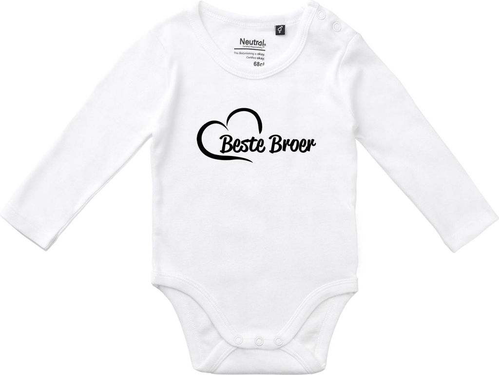 Huuraa Baby Body Beste Broer Hart 74 White Baumwolle Fairtrade Langarmbody Geschenkidee