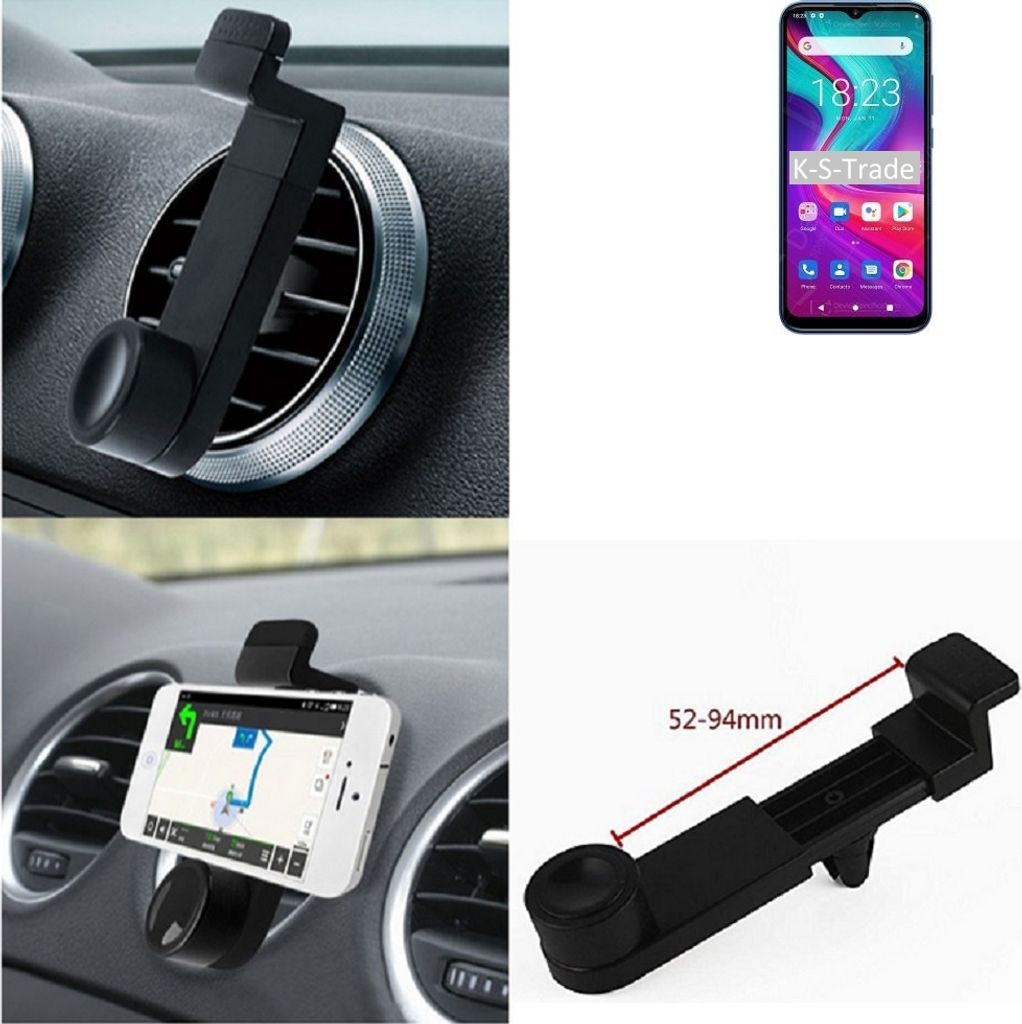 K-S-Trade Lüftungshalterung kompatibel mit Doogee X96 Pro KFZ-Halterung Autohalterung Handy-halterung Lüftungsgitter Lüftungsschlitze Schwarz
