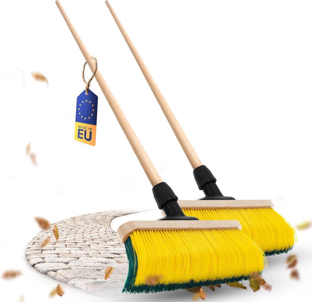 Novaliv 2x Premium Krallenbesen mit Stiel 50cm, Spezialbesen gebogenen Borsten - Ideal als Gartenbesen, Kratzbesen, Kunstrasen Besen, Optimal für ...