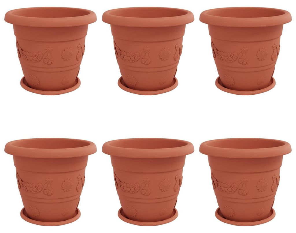 vidaXL Blumentöpfe 6 pcs Ziegelrot Ø 26 x 21,5 cm Kunststoff