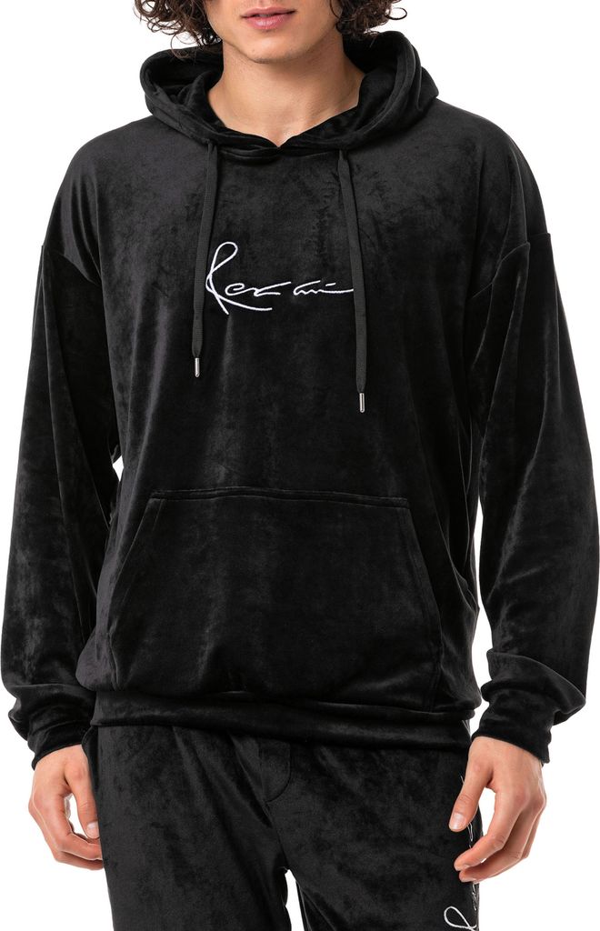 Red Bridge Herren Pullover Velour Signature Kapuzenpullover Schwarz XL