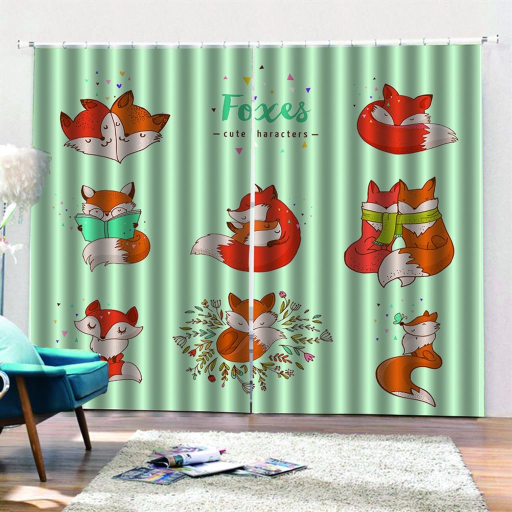 Icegrey 2 Stš¹ck Tiere Gardinen Vorh?nge Verdunkelungsvorh?nge Blickdicht 3D Curtain Schlafzimmer Wohnzimmer mit Haken, Stil 14, 203x241cm